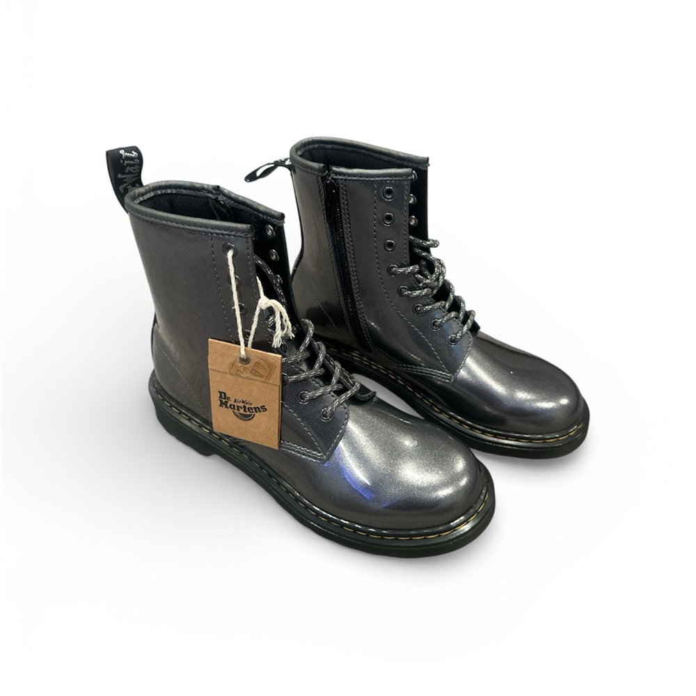 Dr. Martens Metallic Charcoal Lace-Up Women’s Combat Boots